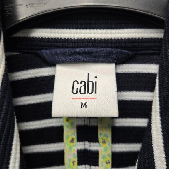 Cabi Maritime Navy Striped Double Breasted Trench Coat Size Medium 5151 - Picture 3 of 5